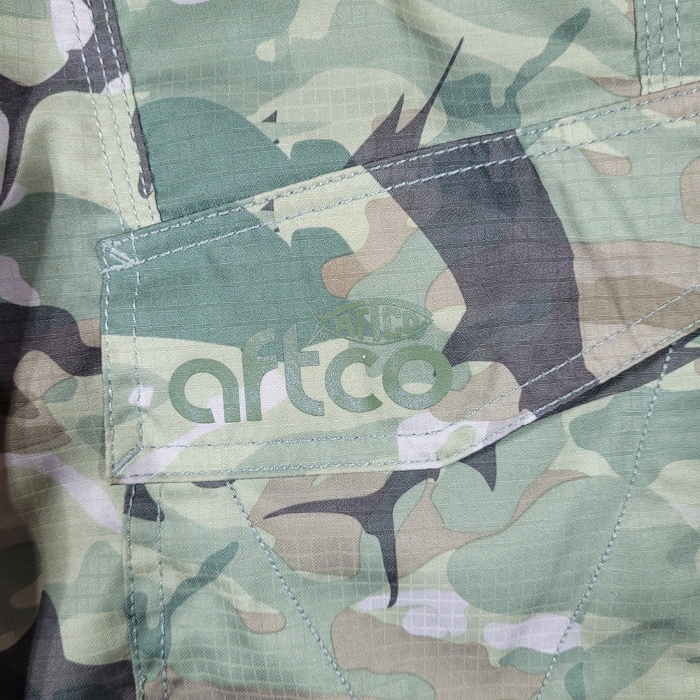 AFTCO TACTICAL FISHING SHORTS MENS 36 CAMO PERFORMANCE CARGO 10" GREEN RIPSTOP - Picture 5 of 9
